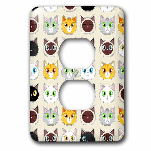 Embellecedor de enchufe con expresiones de gatos 3dRose multicolor 2
