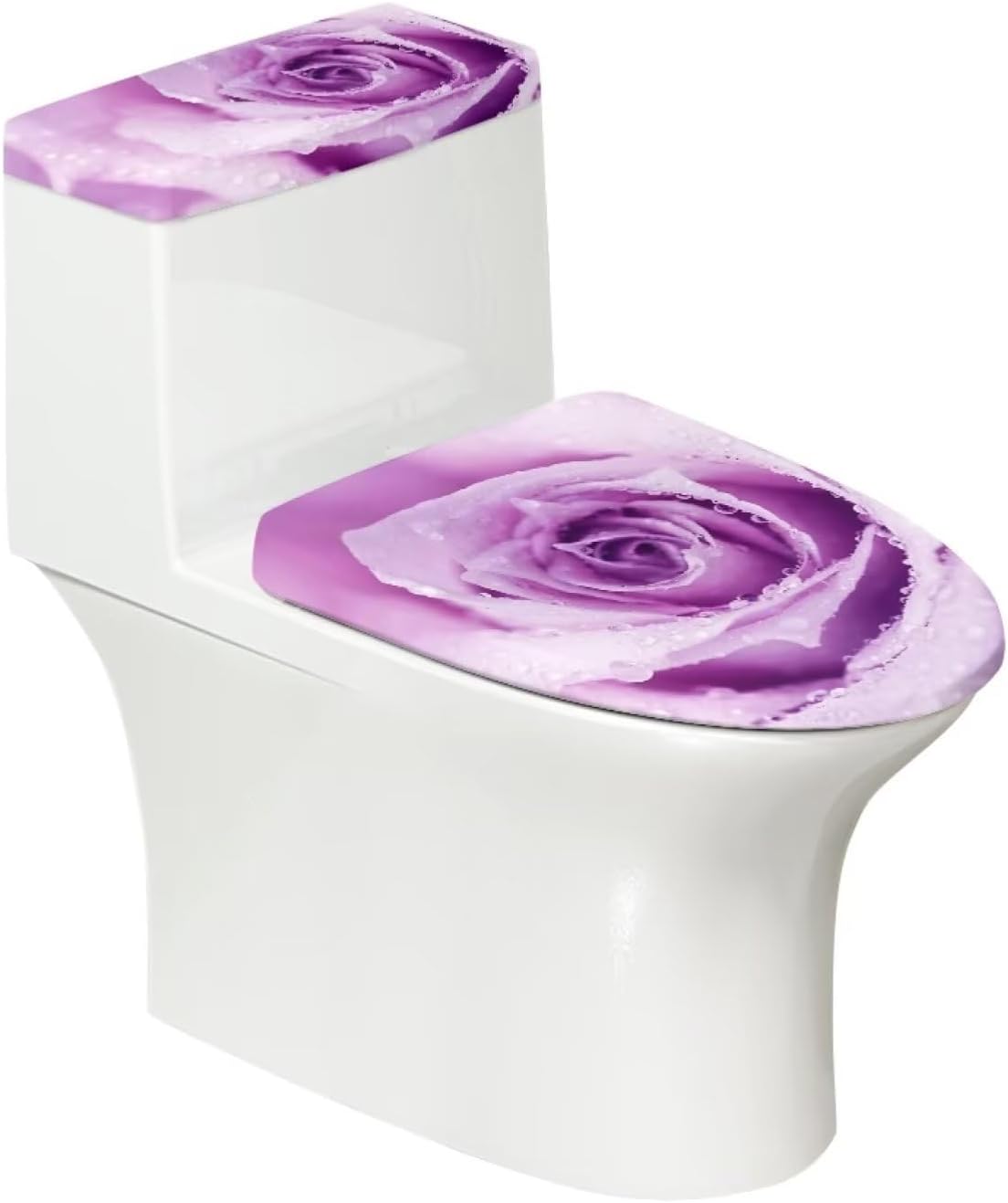 KUIFORTI Abstract Flower Toilet Cover Lid Set of 2,Purple