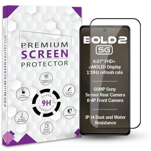 Image of Premium Tempered Glass Screen Protector Guard For Lava Bold 2 (6.67 Inch, Pack of 1) | Edge to Edge Coverage With Easy to installation kit
