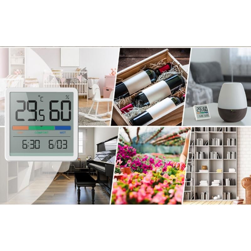 ABS Digital Thermometer Hygrometer Clock Household Indoor Electronic Measuring Instrument