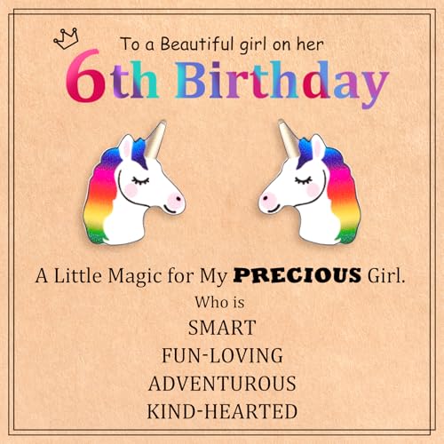 Birthday Gifts for 4 5 6 Year Old Girls, Hypoallergenic Unicorn Earrings for Daughter, Granddaughter, Niece, Christmas Birthday Jewelry Gift