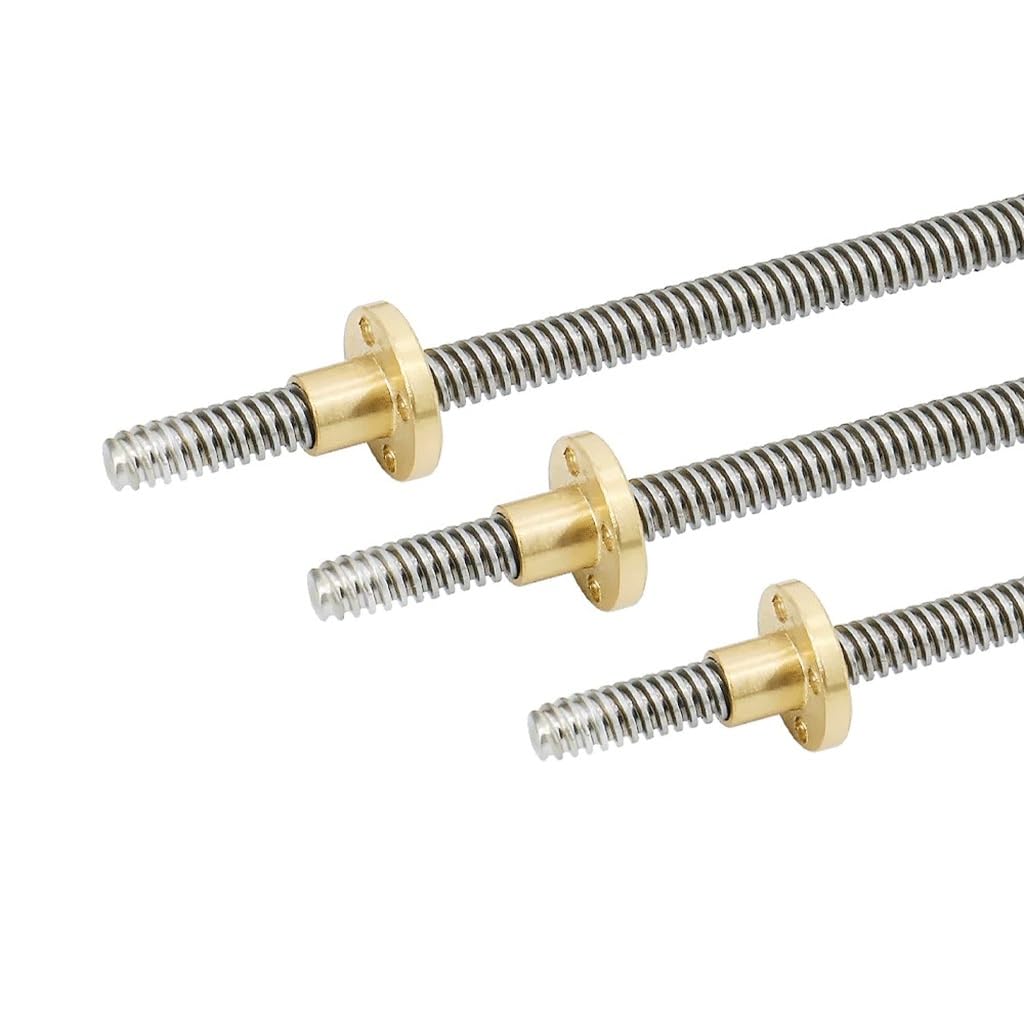 Trapezgewindespindel aus Edelstahl, CNC-3D-Drucker-Gewindespindel T12 mit Messingmutter, for Heimwerkerprojekte, Linearführungen, Gewindestange(Pitch 2mm Lead 8mm,150mm)