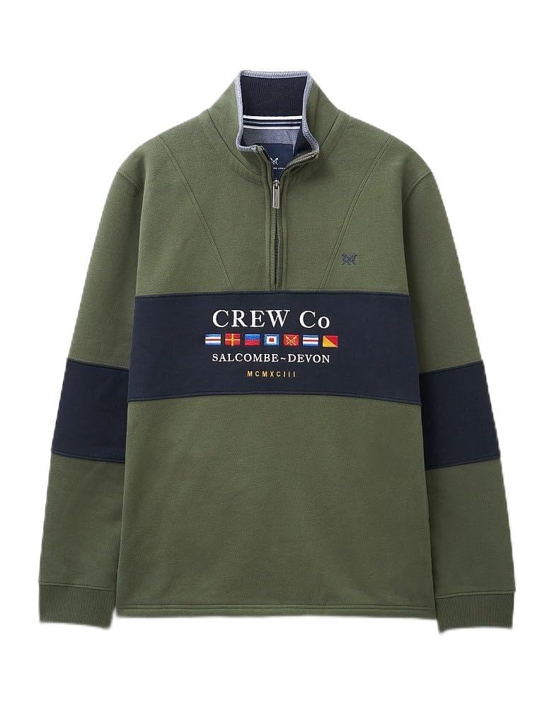 Crew Clothing Waterside Graphic Half Zip Sweatshirt (UK, Alpha, XXL, Regular, Regular, CHARCOAL MARL)