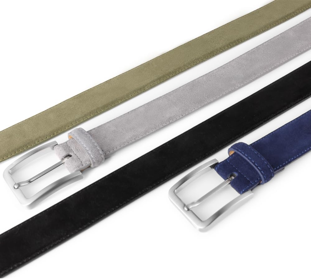 Men's Belt Casual Genuine Leather Suede Belts for Men 1 3/8" Wide Elegant Golf Dress Belt - Image 6