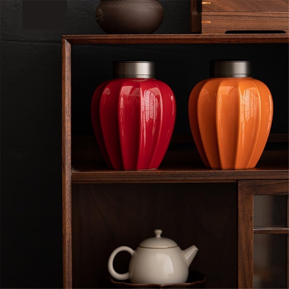 Kanister für Tee, Kaffee und Zucker Keramik-Vorratsdose for losen Tee for Kaffee, Zucker und Nüsse(Orange)