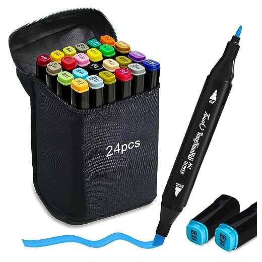 Rotuladores Alcohol, 24 Colores Rotuladores Doble Punta de Alcohol Rotulador Permanente de Graffiti Acuarelas Profesionales para Niños Adultos Bocetos Multicolor CóMics Mandalas