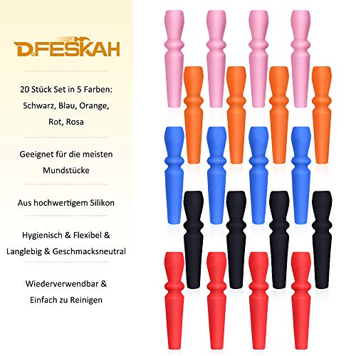 DFESKAH Shisha Mundstück Hygiene, Silikon Hygienemundstück 20 Stück, Wasserpfeife Mundstück wiederverwendbar, Premium… – Bild 3