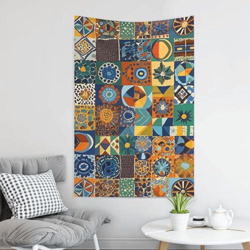 Tapisserie murale patchwork africain 152x101 cm en velours