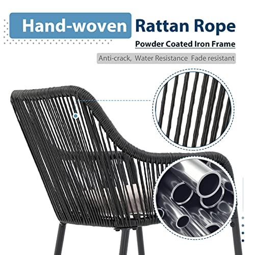 JOIVI-5-Piece-Patio-Bar-Dining-Set-Bar-Height-Outdoor-Table-and-Chairs-Set-with-4-Bar-Stools-Cushions-41-Table-for-Patio-Poolside-Backyard-Bar-Table-Set-Tempered-Glass-Tabletop-Black JOIVI 5 Piece Patio Bar Dining Set Bar Height Outdoor Table and Chairs Set with 4 Bar Stools Cushions 41 Table for Patio Poolside Backyard Bar Table Set Tempered Glass Tabletop Black