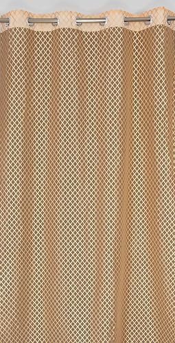 Image of Sheer Net Semi Transparent Home Decor Curtains for Living Room, Balcony Doors and Windows Panel, Parda, Eyelets Hanging, Golden, 1 Piece, 4 x 6 Feet