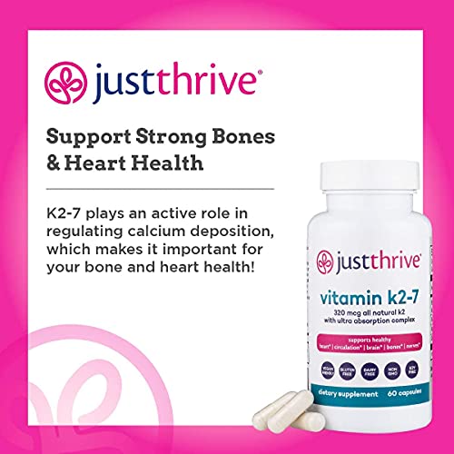 Just Thrive: Vitamin K2-7 - Bone And Heart Health Supplement With Magnesium, Zinc And Menaquinone-7-30-Day Supply - 320 Mcg With Ultra Absorption - Support Teeth, Circulation, Brain And Nerve Health #TOP2