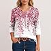 3/4 Length Sleeve Women Tops Dressy Casual Fashion Blouse Printed V Neck T Shirt Vacation Summer Satin Shirts