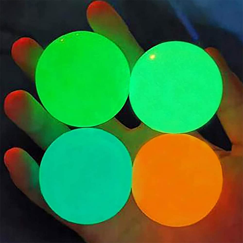 Glow in The Dark Ceiling Balls, Stress Balls for Kids and Adults, Glow Sticky Balls, Squishy Ball Fidget Toys for Kids, Sensory Toys, Relax Toy, Glow in the Dark Party Favors for Kids and Adults(3Pcs)