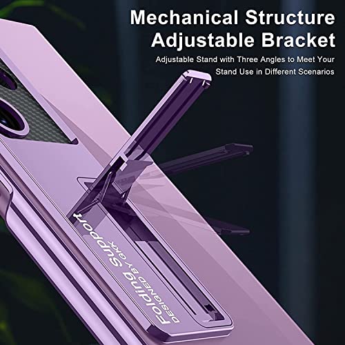 Image of Midkart Kickstand Cover Compatible with Samsung Galaxy S23 Ultra 6.8 inch Release 2023 Hard PC Electroplated Borders Anti-Yellowing Protective Case, Transparent & Purple