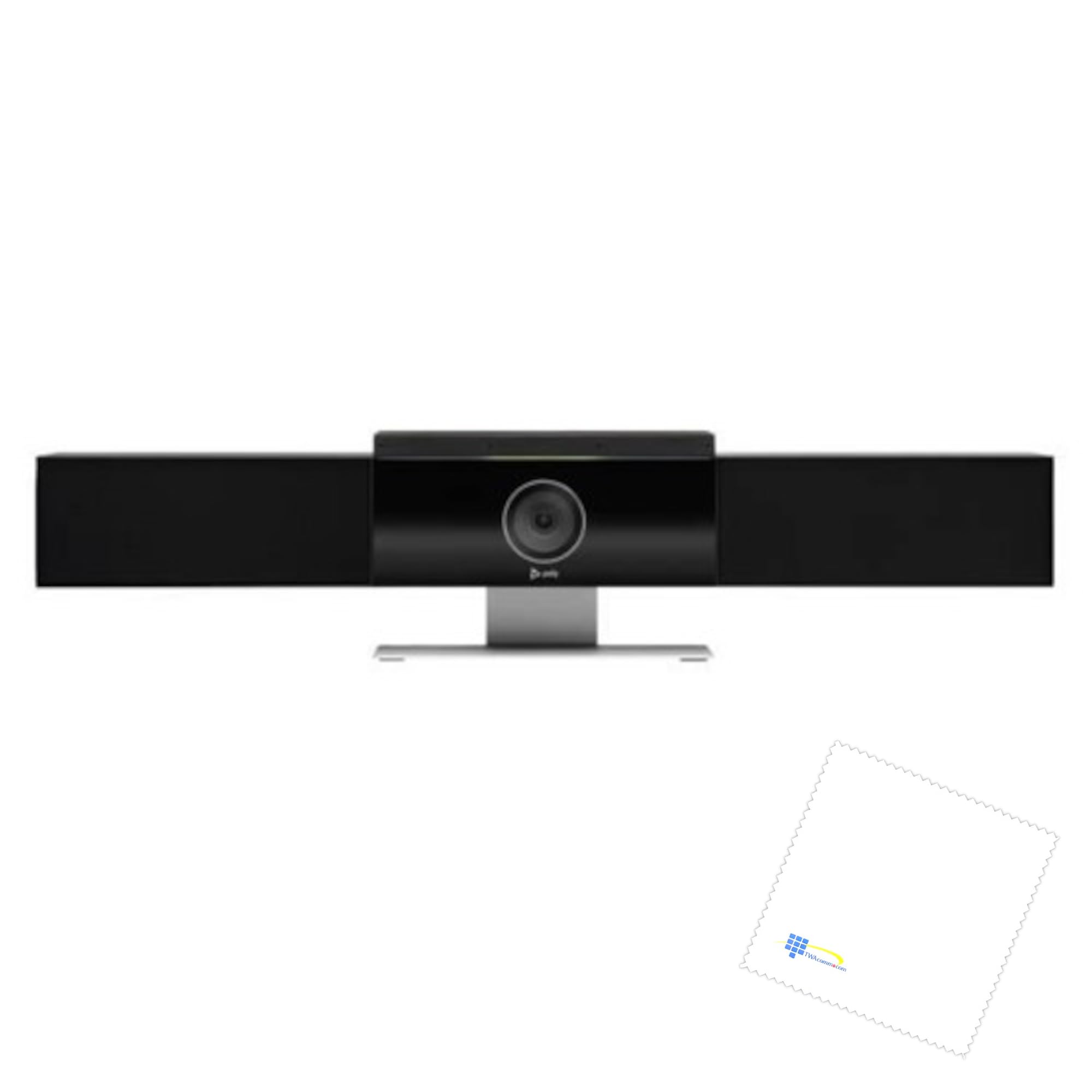 TWA Bundle of Poly Studio 4K USB Video Conference System Camera, Microphone, Speaker Bar for Small & Medium Conference Rooms, Presenter Tracking, NoiseBlock AI, Autoframing with Microfiber Cloth