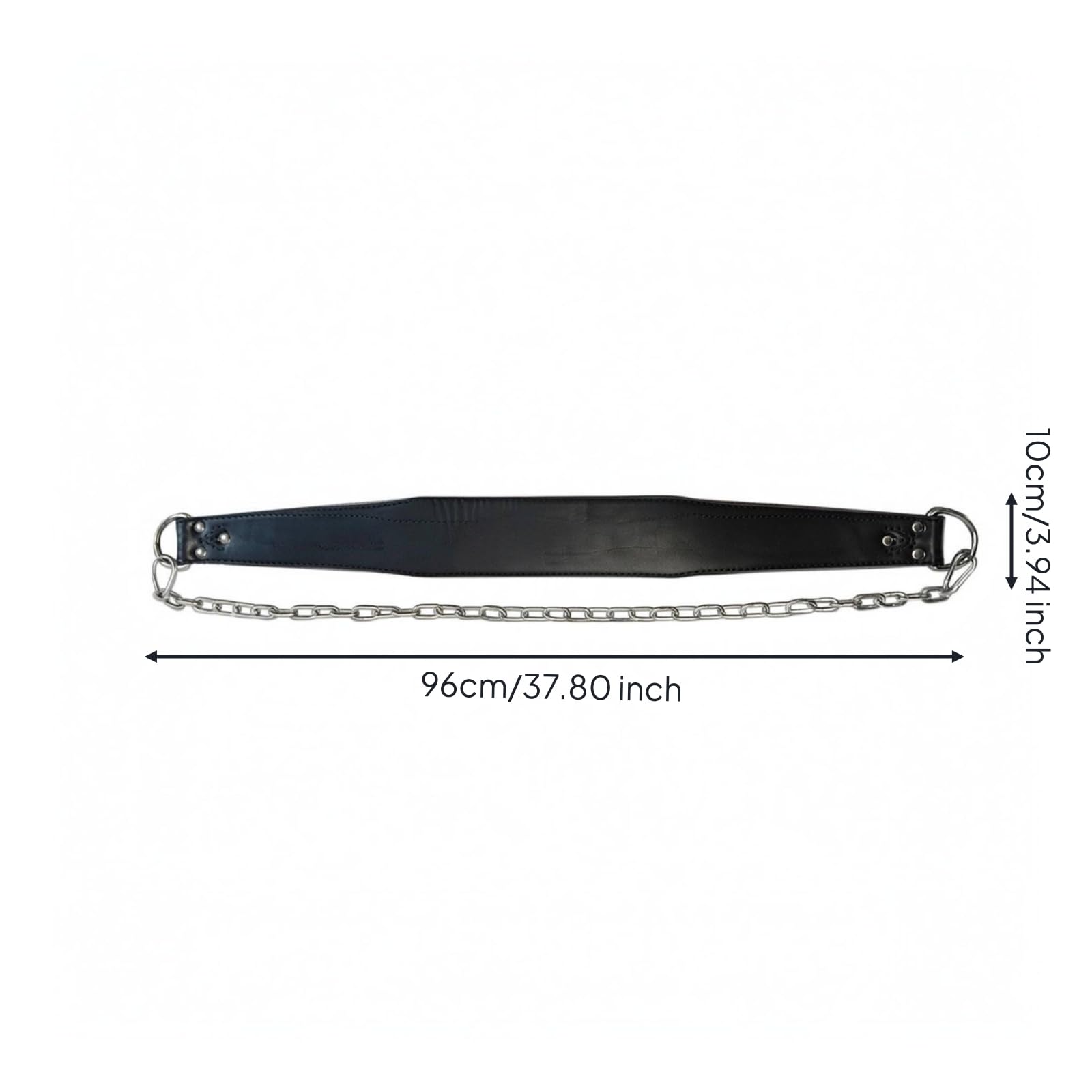 Cintura Sollevamento Pesi Cintura Palestra Cintura Allenamento Cintura s in Pelle con Catena 90cm per Caricare Pesi su Trazioni E con Fibbia E Rivetti, Nero