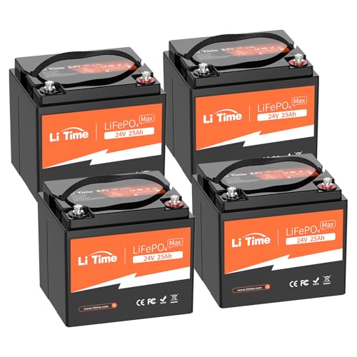 LiTime 24V25Ah _S`ECIobe[ (4Zbg) 2CnC[gd 1280Wדd 50Apdd 640Whd͗ BMSɂ鑽dی ^ y LiFePO4obe[ _Ɨp@AdHAdԈ֎qAr