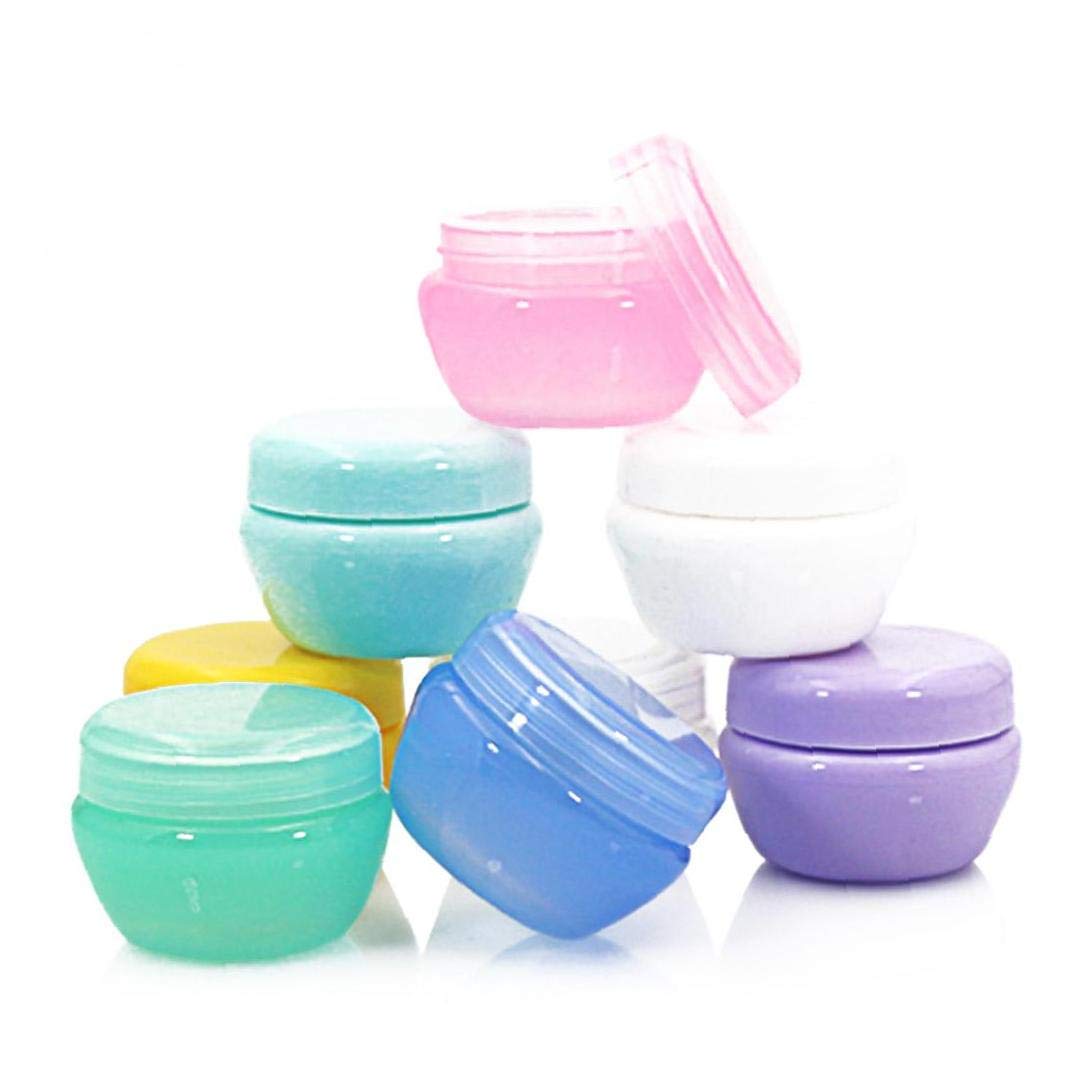 8pcs Cosmetic Empty Plastic Makeup Containers Round Sample Pot Jar Of Mushrooms Form Cream Container With Screw Cap For Eye Shadow, Nails, Dust, Paint, Jewelry 5g (Transparent/White/Pink