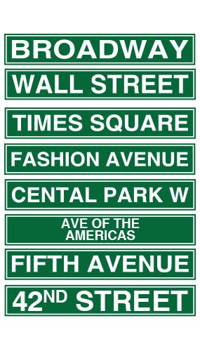 PARTYRama New York City Street Sign Decorations 61cm Pack Of 8