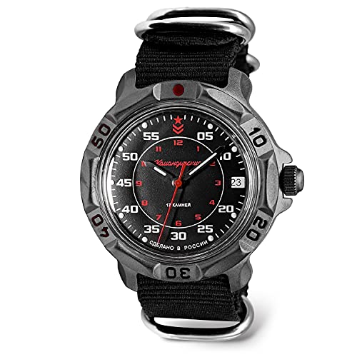 VOSTOK | Komandirskie Russian Army Commander Classic Military Mechanical Wrist Watch | Fashion | Business | Casual Menâ€™s Watches | Model 816172 Black Strap BÂ®