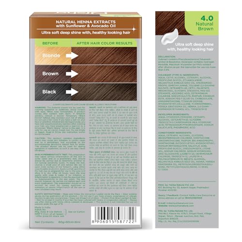 Image of Nisha Creme Hair Color, Permanent Hair Colour Natural Brown, Silky & Shiny 100% Grey Coverage & Ammonia Free Color With Natural Henna Extract, 60G+60Ml