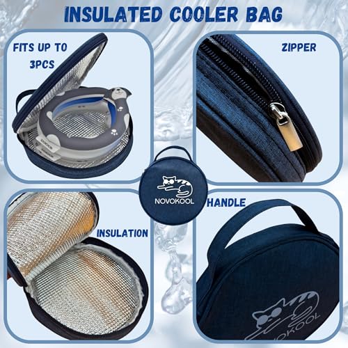 Image of Neck Cooling Tube with Insulated Bag - Reusable Ice Ring Neck Cooler Wrap Indoor Outdoor - Wearable Cooling Ring - Relief for Summer and Hot Flashes - Freezes Under 64℉ (Blue and White)