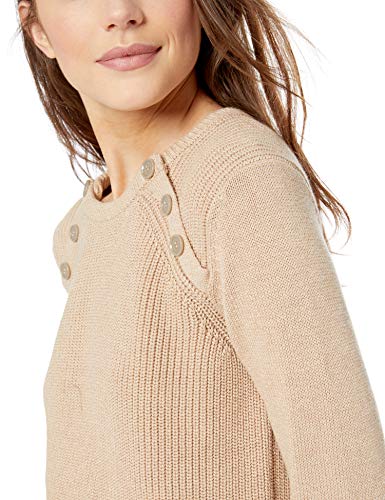 Image of Cable Stitch Women's Raglan Long Sleeve Shaker Stitch Pullover Sweater - Fisherman Rib Knit Crewneck Cotton Top