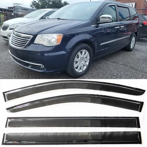 TONOYTIM Window Visors Rain Guards Sun Shade Vent Deflectors for 2008-2016 Chrysler Town & Country, 2008-2020 Dodge Grand Caravan SUV Snow Wind Deflector Car Accessories 94251 4-Pieces Set