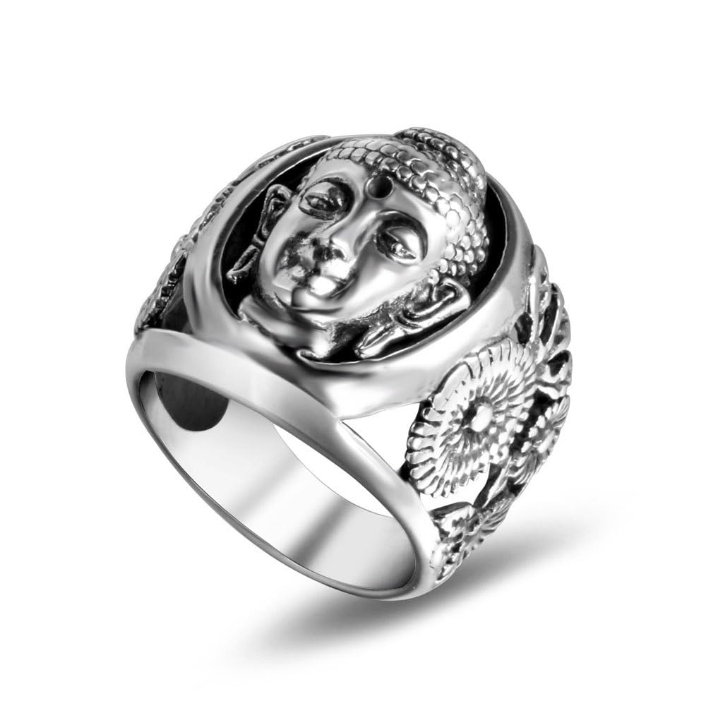 Bouddha Bless Ring Bague De Bijoux Bouddhistes En Acier Inoxydable