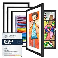 Ciscle Kids Art Frames, 4 Pack A4 Fillable Front Opening Photo Frames, Display Frames for Kids Artwork for 150 Pictures, Ideal for Children's Drawings, Kids Art Projects, School, Home or Office(Black)