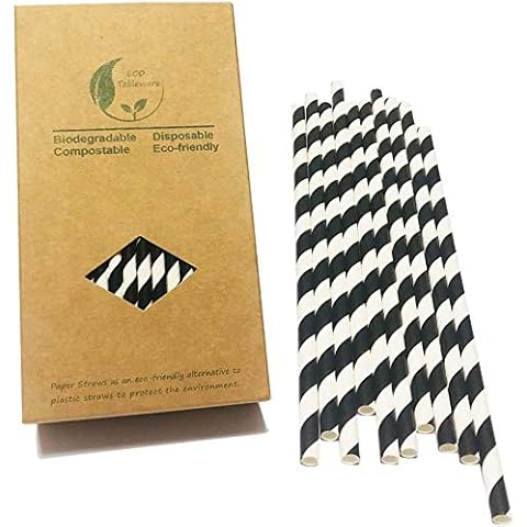 YiYi Nature Daily Durable Black Paper Straws Cover