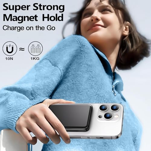 Kurdene ME08 Ultra Slim Wireless Portable Charger,3 In 1 Magnetic Power Bank Fast Charging,5000Mah Mag-Safe Batteries Pack,Compatible thumb #5