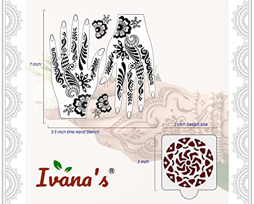 Ivana's Set of 20 Pcs Combo Pack, Reusable Mehandi Design Sticker Stencils for Both Hand | Temporary Tattoo for Women | Quick and Easy to Use, for Girls, Women, Kids & Teen, D-2207 - Image 5