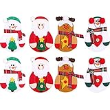 8 Stück Besteckhalter Weihnachten,Weihnachten Set Besteck Anzug, mit Weihnachtsmann, Elch, Schneemannmuster, für Weihnachtsfeier Messer und Gabel Dekoration