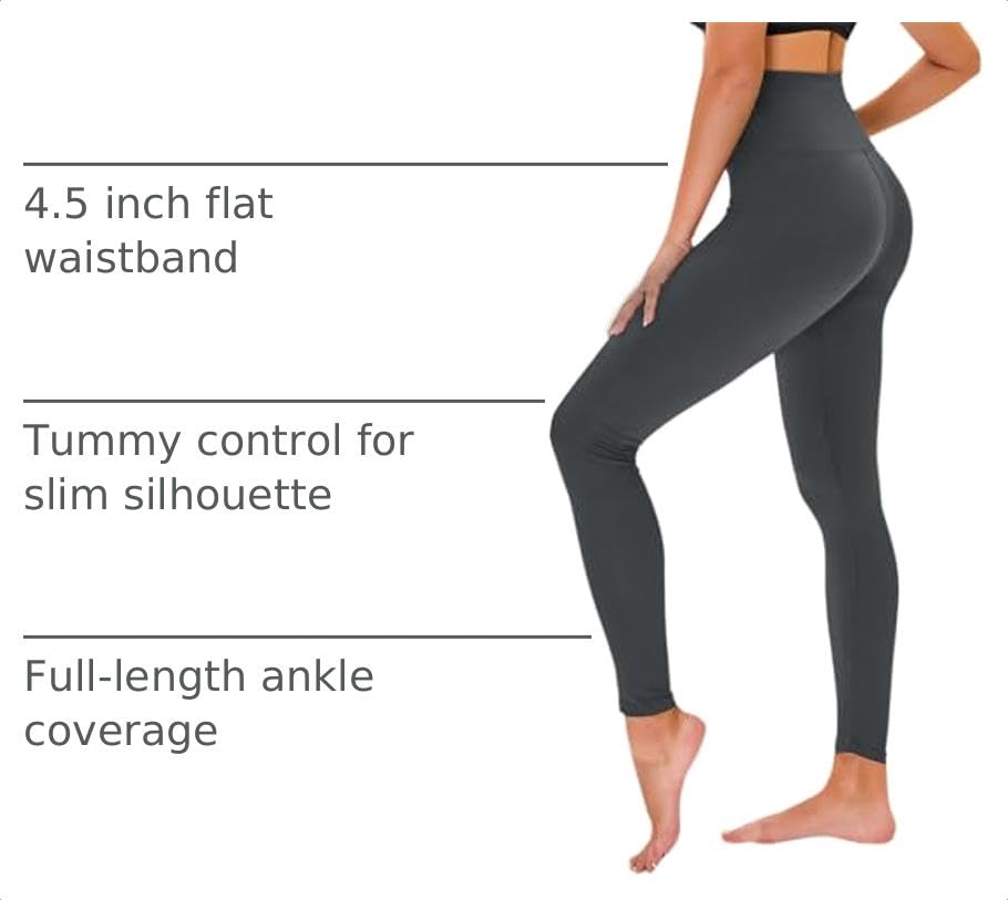 Image of TNNZEET High Waisted Leggings for Women - No See Through Tummy Control Cycling Workout Yoga Pants with Pockets Reg & Plus