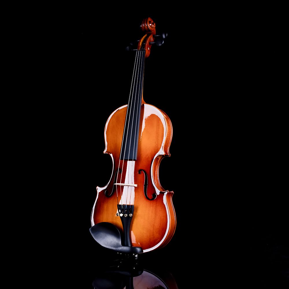 Rhythm 1/2 Violine Set halbe Größe für Anfänger mit Hartschalenkoffer, Kolophonium, Schulterstütze, Bogen und extra Saiten
