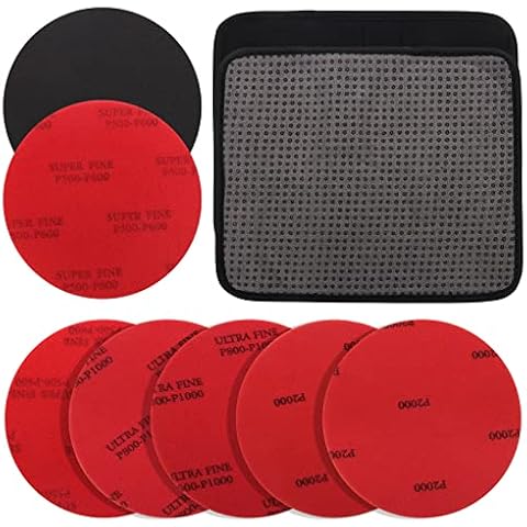 Windspeed 6+1 Pack Bowling Ball Sanding Pads with Bowling Towels, Bowling Ball Cleaning Pad 500/1000/2000 Bowling Ball Grit Pads Cover