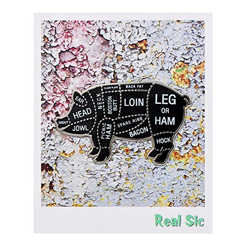 REAL SIC Pig Butcher Cuts Enamel Pin - Pork Diagram Lapel Pin for Hats, Jackets, Aprons, Backpacks and Bags2