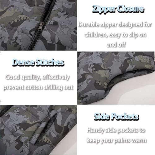 Image of SNOW DREAMS Boys Puffer Vest Hooded Quilted Outwear Sleeveless Jacket Lined Zipper Waistcoat