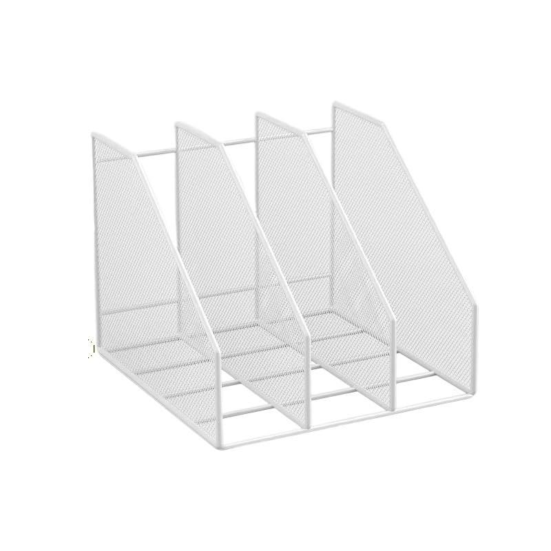 Portadocumenti Da Scrivania Portadocumenti in metallo, organizer da tavolo di grande capacità for file A4/A3, libri, con base antiscivolo Organizer Scrivania(White-3-Section)