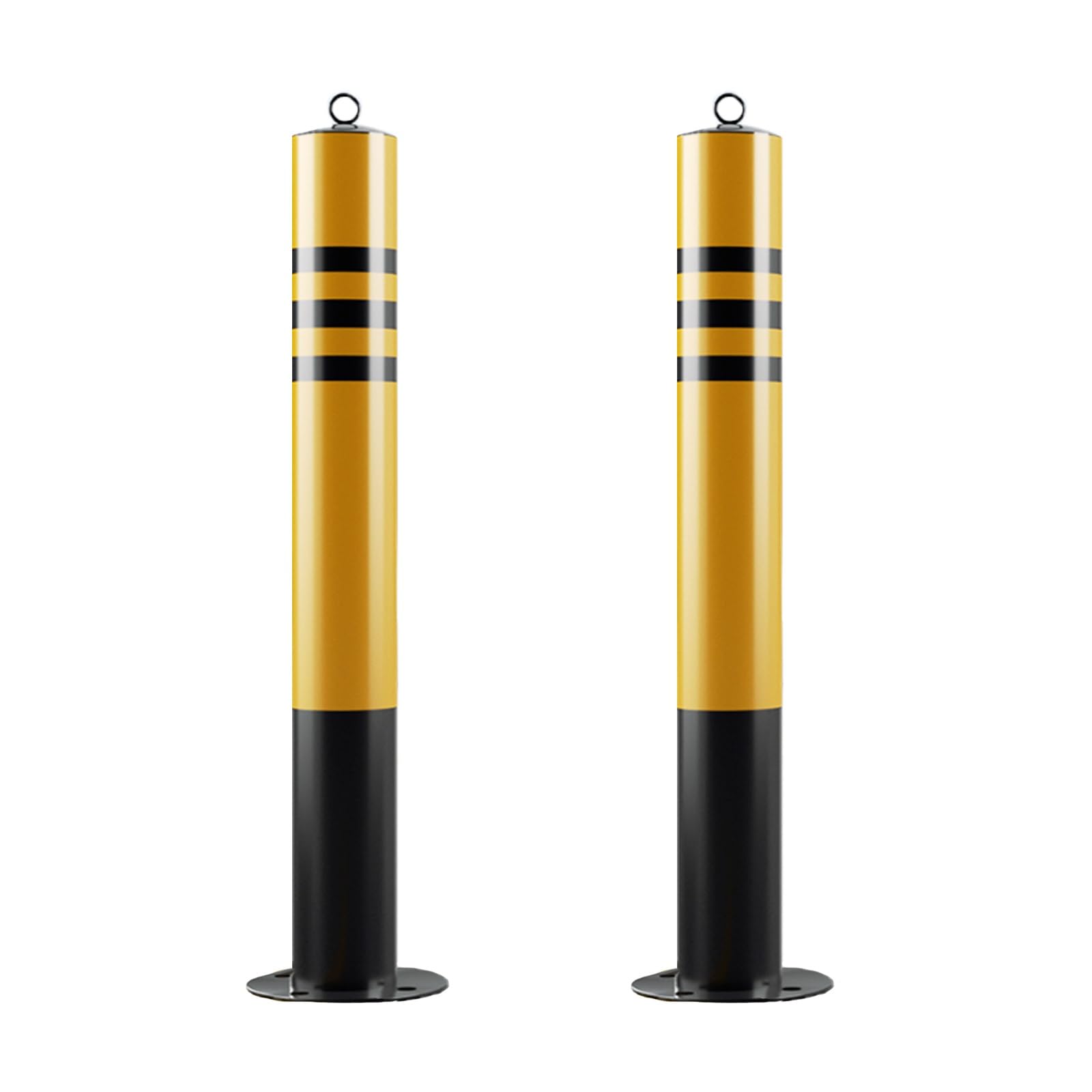 HCZKIUJY High Visibility Safety Bollard with Reflective Strips, Easy Install Parking Barrier for Road Security (Black (2pcs) 75cm/29.5in)