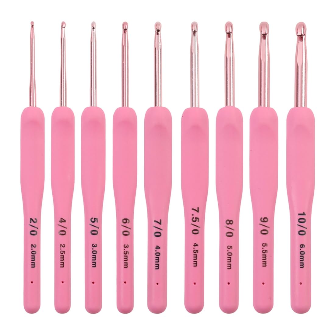 UDSKNV[KSL Ergonomic Aluminum Crochet Hooks Set 9pcs Pink Sweater DIY Handmade Weave Knitting Tools Kit for Beginners