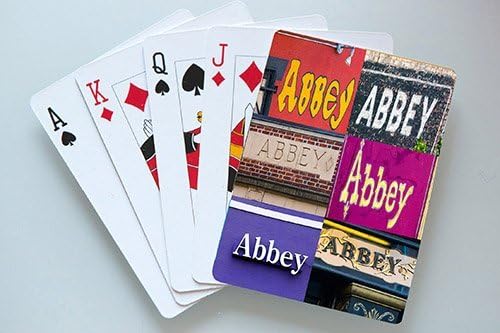 ABBEY Personalized Playing Cards featuring photos of actual signs