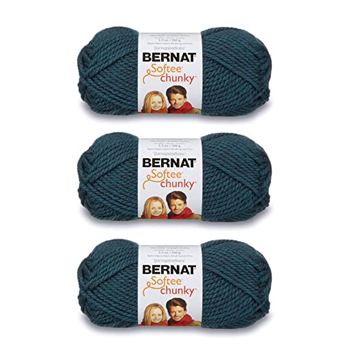 Image of Bernat Softee Chunky Teal Yarn - 3 Pack of 100g /3.5oz - Acrylic - 6 Super Bulky - 108 Yards - Knitting /Crochet