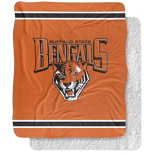 Buffalo State University Blanket, 50"x60" Primary Logo, Silky Touch Sherpa Back Super Soft Throw Blanket