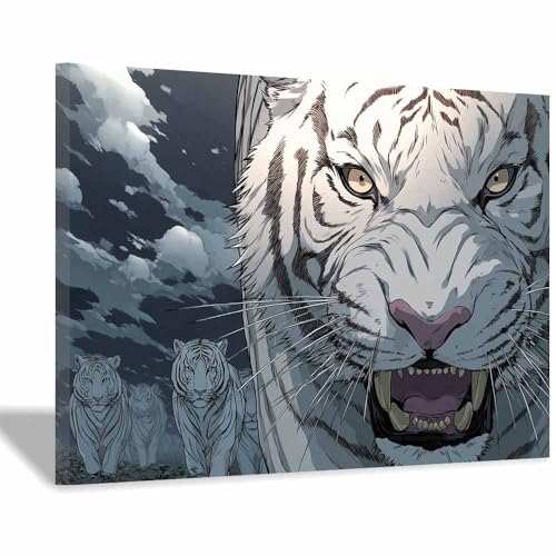 Affiches de tigres blancs art moderne pour illuminer votre salon contemporain