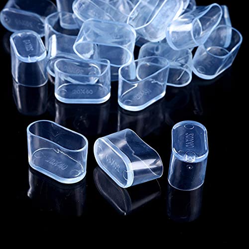 Ovale Stuhlbeinkappen, Bodenschoner für Stuhlbeine, ovale Tischbeinspitze, verhindert Kratzer und Lärm, für Zuhause, Terrasse, Garten, Büro (16 x 34 mm, transparent)