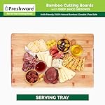 Freshware Wood Cutting Boards for Kitchen - Bamboo Cutting Board Set of 3, Cutting Boards with Juice Grooves, Serving Board Set, Chopping Board for Meat, Veggie, Easy Grip Handle (9x6", 12x8", 15x10") - Image 4