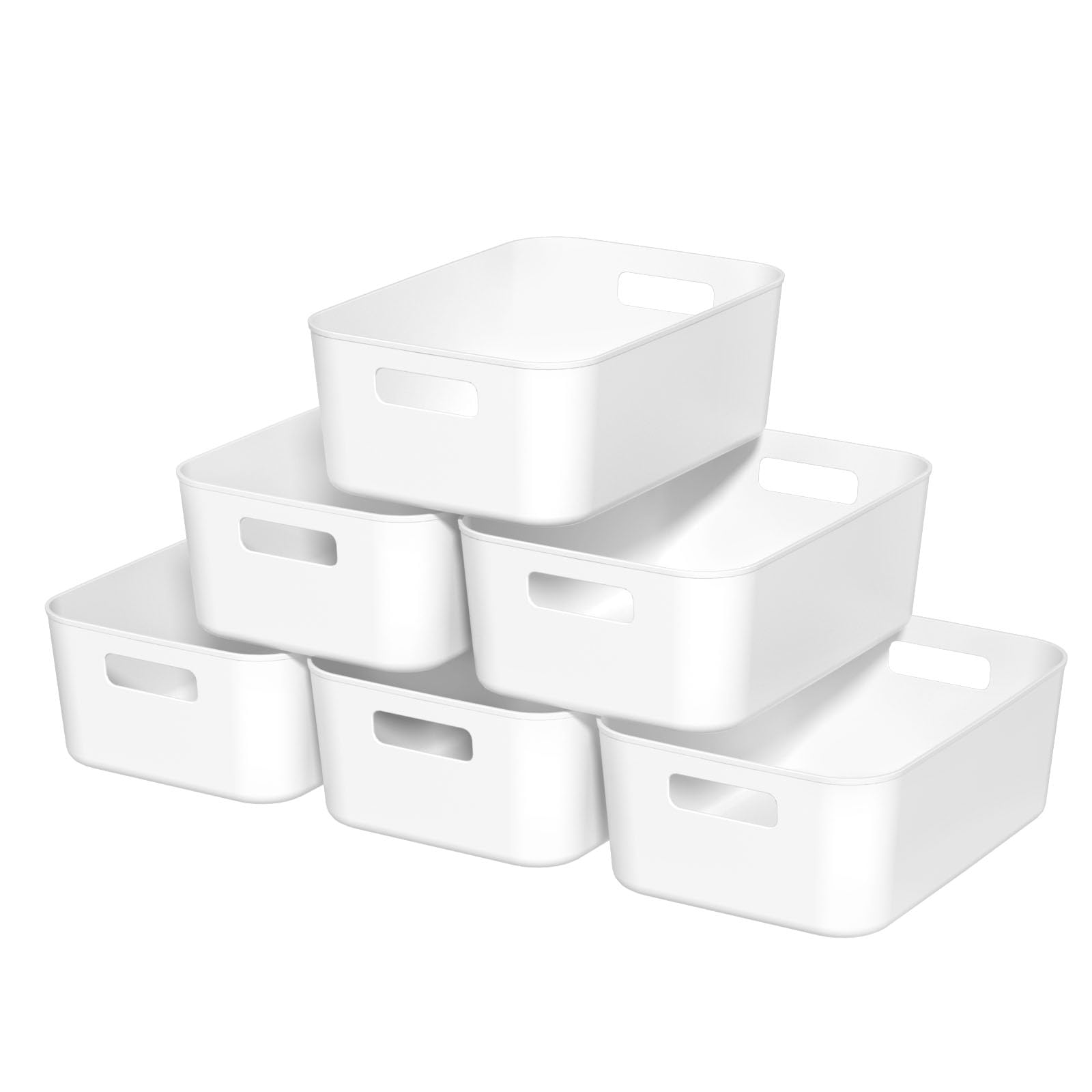 Asking 6-Pack Plastic Storage Baskets, Kitchen Cupboard Organiser Storage Box, White