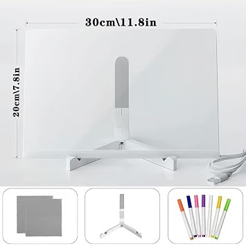 LED Note Board,Light Up Acrylic Board with 7 Colors Pen, Magic Led Note Board with Colours with Light,Advertising Board Writing Board (30x20cm/11.81x7.87in)